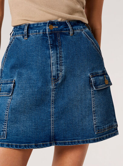 Denim Cargo Mini Skirt