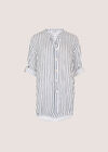 Oversized Cotton Stripe Shirt, White, large