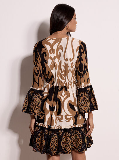 Paisley Bell Sleeve Mini Dress
