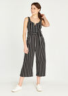 Rope Stripe Culotte Jumpsuit, Black, large