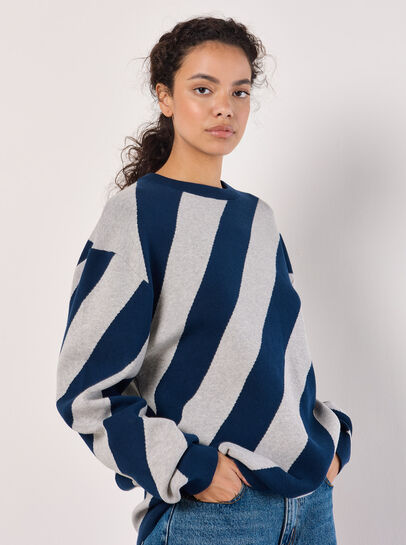 Diagonal Stripe Knitted Jumper