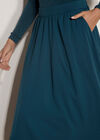 Brushed Twill A-Line Midi Skirt, Teal, large