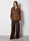 Check Print Shirt, Brown, large