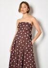 Polka Dot Bow Back Wide-Leg Jumpsuit, Brown, large