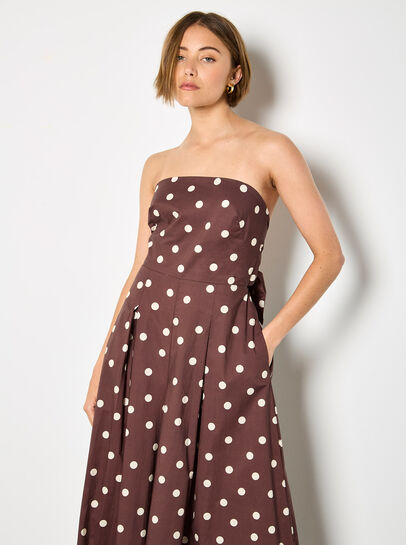 Polka Dot Bow Back Wide-Leg Jumpsuit