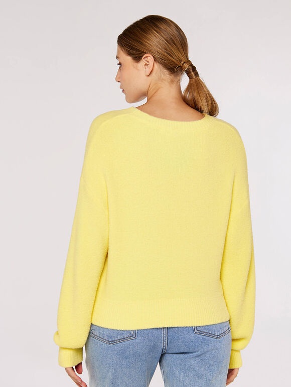 Fuzzy Crop Jumper, Yellow, large