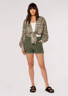 Denim Turn Up Shorts, Khaki, large