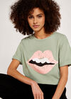 Lips And Teeth Graphic T-Shirt, Green, large