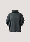 Herringbone Roll Neck Batwing Top, Dark Grey/Charcoal, large