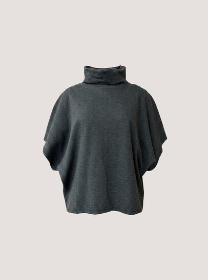 Herringbone Roll Neck Batwing Top