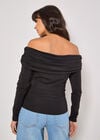 Jersey Bardot Top, Black, large