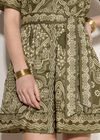 Scarf Print Shirt Mini Dress, Khaki, large