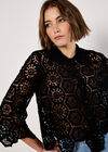 Geometric Crochet Shirt, Black, large