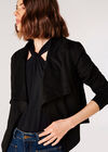 Cropped Suede Waterfall Jacket, Black, large