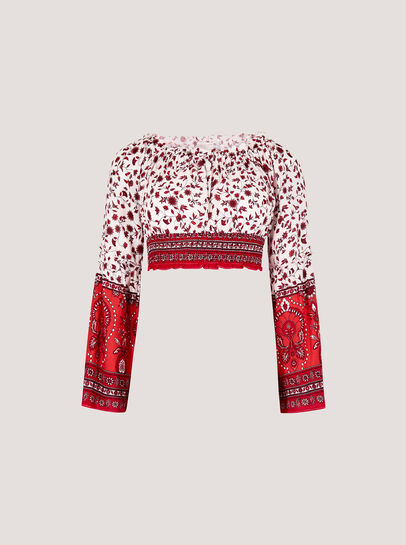 Sarasa Floral Cropped Milkmaid Top