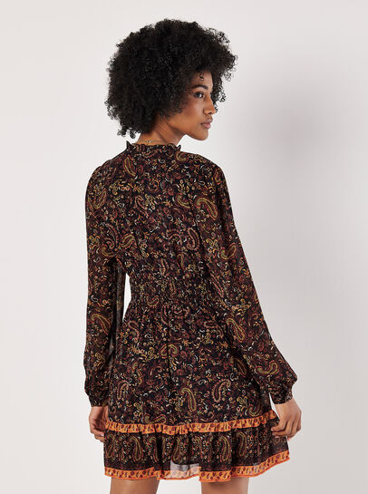 Paisley Ruffle Mini Dress