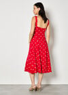 Linen Polka Dot Midi Dress, Red, large