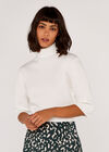 Turtle Neck Jumper, Cream, large
