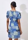 Ditsy Patchwork Milkmaid Mini Dress, Blue, large