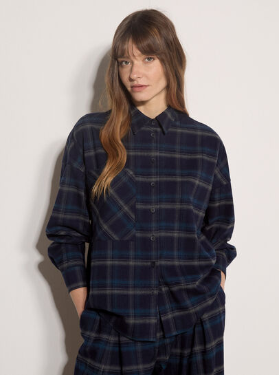 Oversized Check Print Shirt