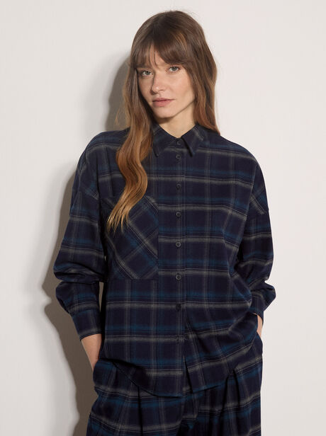 Oversized Check Print Shirt