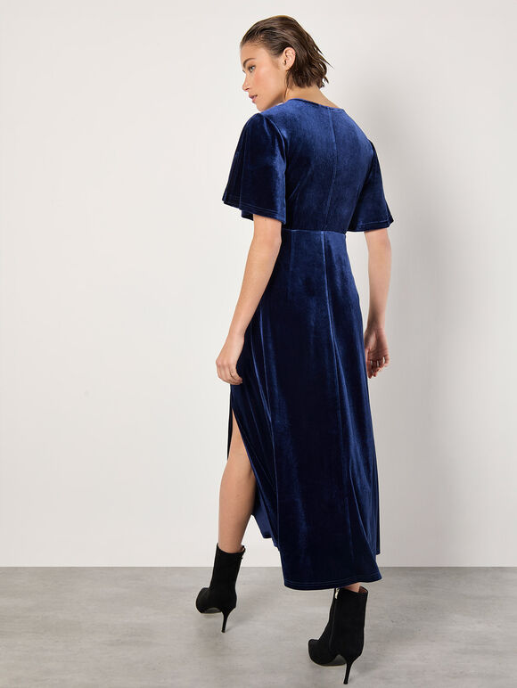 Velvet Wrap Maxi Dress, Navy, large
