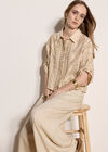Geometric Shimmer Embroidered Shirt, Stone, large