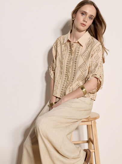 Geometric Shimmer Embroidered Shirt