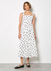 Polka Dot Smocked Midi Dress, White, large