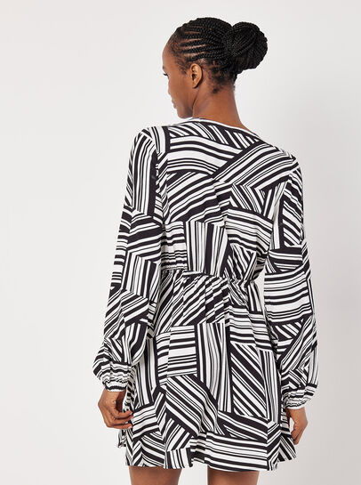 Mixed Stripes Mini Wrap Dress