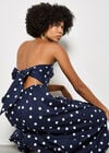 Polka Dot Bow Back Wide-Leg Jumpsuit, Navy, large