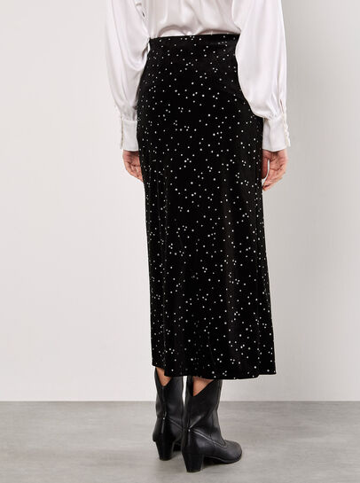 Star Velvet Midi Skirt