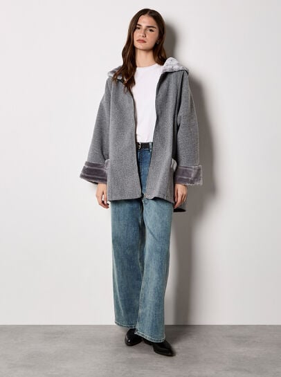 Faux Fur Zip Fleece Jacket