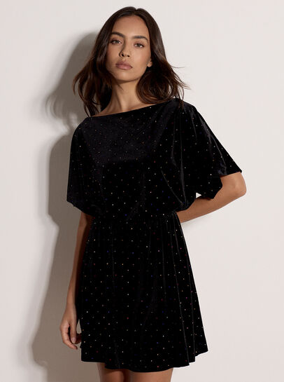 Multicolour Gem Velvet Mini Dress