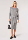 Robe midi moulante en tricot côtelé, Gris, grand