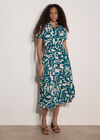 Geo Grecian Shirt Midi Dress, Teal, large