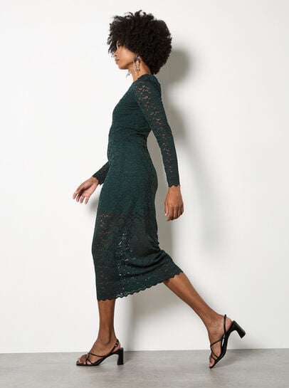 Floral Leaf Lace Midi Skirt