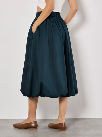 Puff Hem Midi Skirt