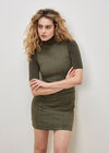 Denim Shift Mini Dress, Khaki, large