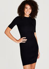 Knitted Bodycon Dress, Black, large