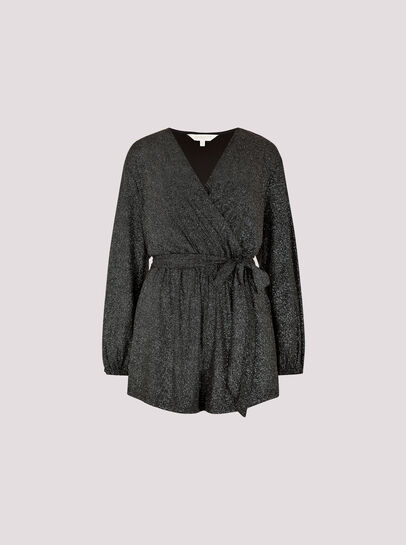 Metallic Shimmer Wrap Playsuit 