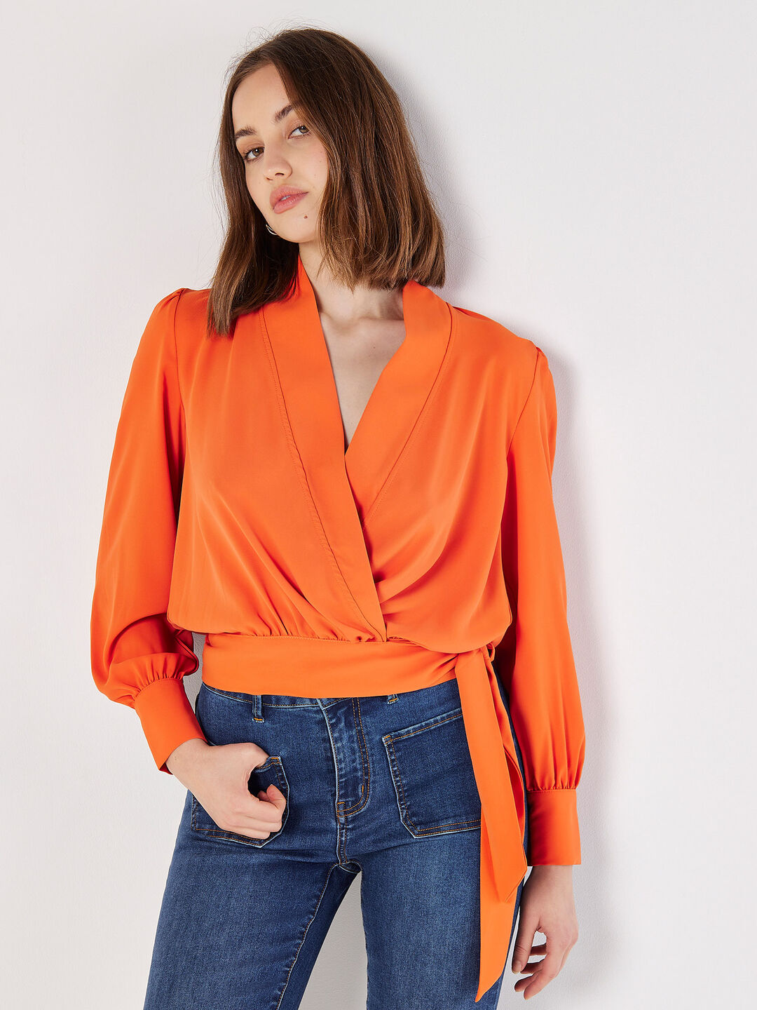Soft Twill Wrap Top