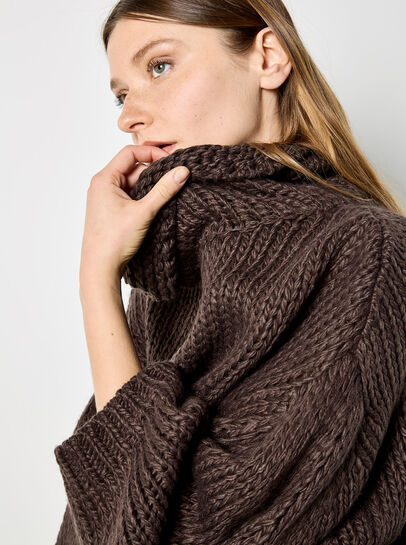 Chunky Knit Roll Neck Oversized Jumper