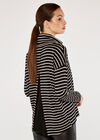 Cowl Neck Stripe Top, Black, large