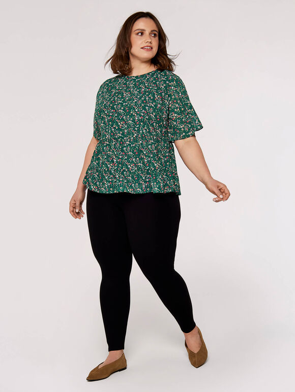 Curve Ditsy Floral Top, Green, large