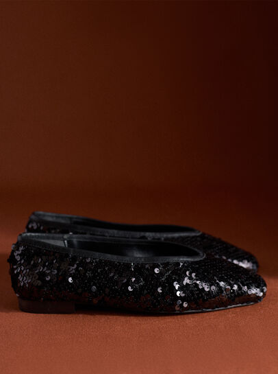 Sequin Embellished Ballerina Shoes
