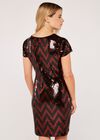 Sequin Chevron Shift Dress, Burgundy, large