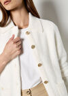 Hammered Buttons Fluffy Knit Cardigan, White, large