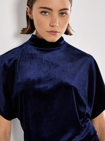Velvet Ruched Side Top