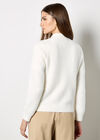 Hammered Buttons Fluffy Knit Cardigan, White, large